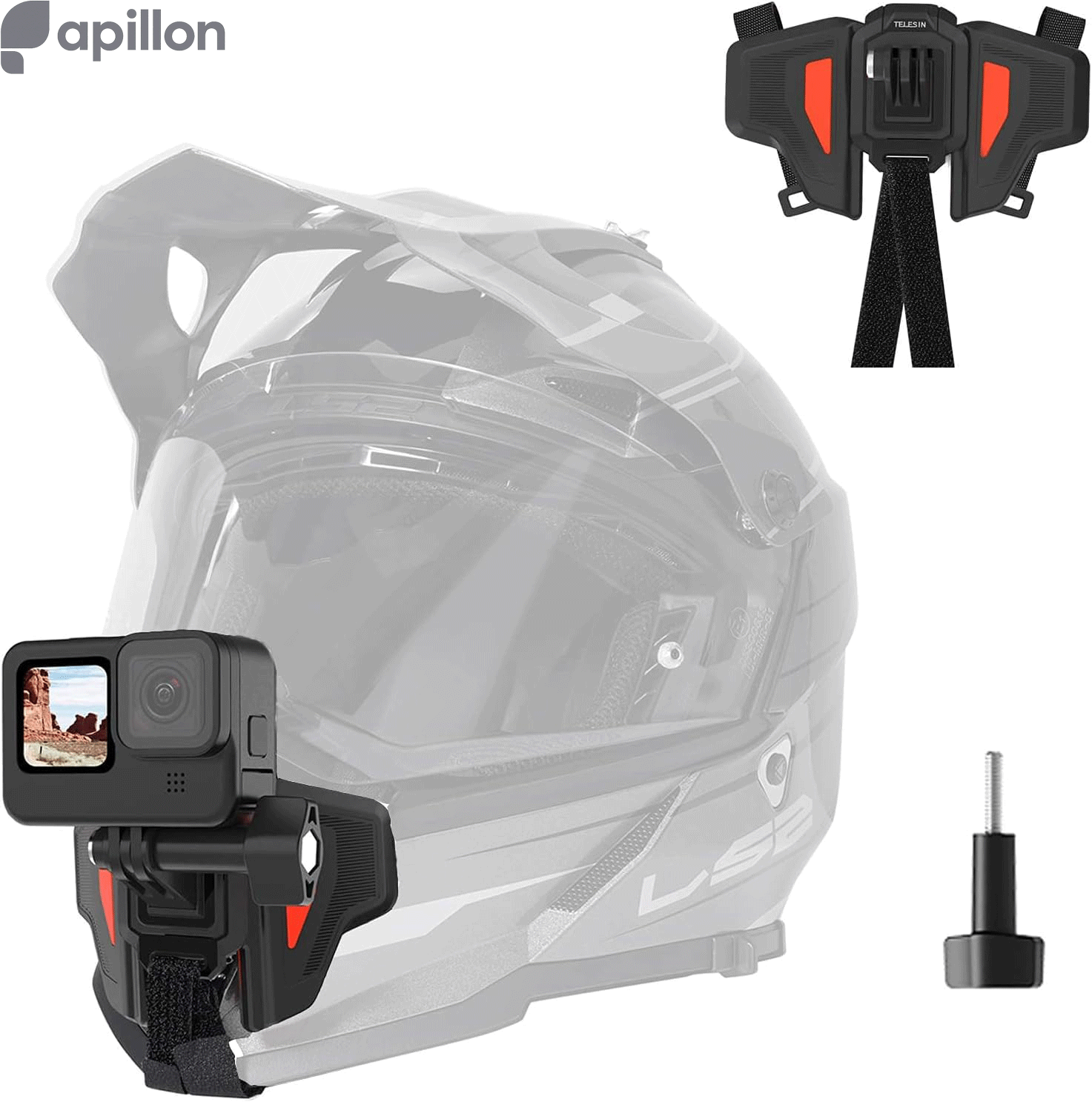 پایه نگهدارنده کلاه ایمنی موتورسیکلت TELESIN مدل ارتقا یافته برای دوربین